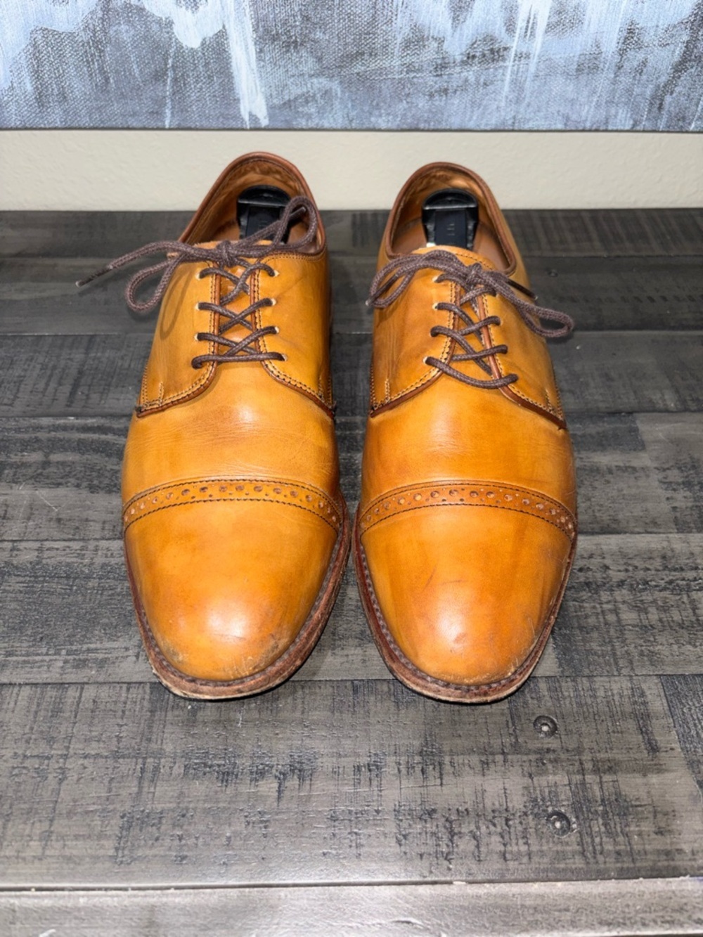 Allen Edmonds Clifton walnut brown leather cap toe Oxfords SZ8 - Picture 2 of 14